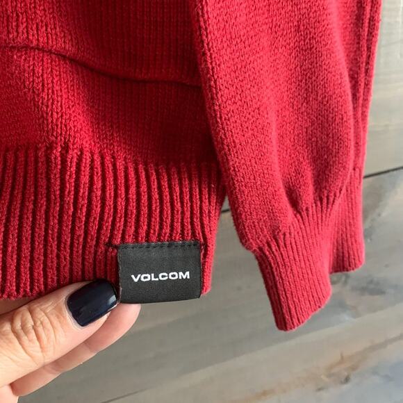 VOLCOM | Santastone Red Graphic Cardigan Size Small Christmas Holiday Cotton - Picture 7 of 9